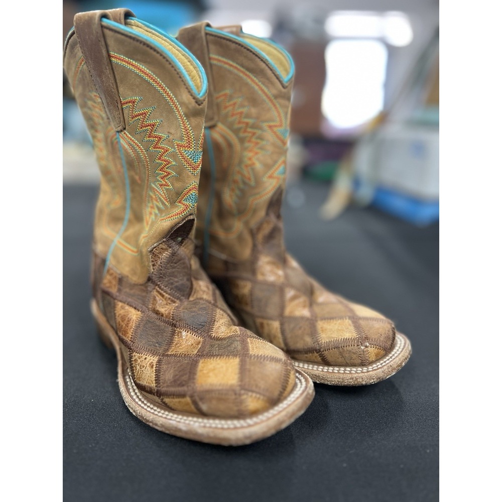 hpk1053‎ Kid's Crazy Train Patchwork Square Toe Western Boot by Horse Power
